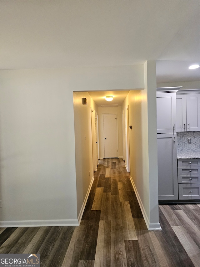 hall featuring dark hardwood / wood-style floors