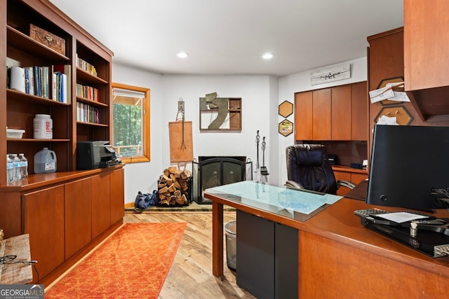 office space featuring light wood-type flooring