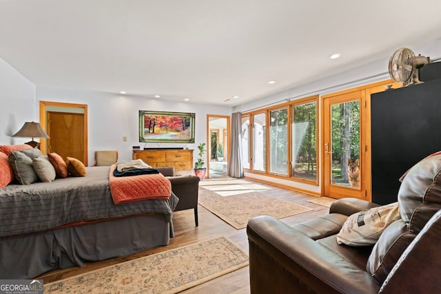 bedroom with light hardwood / wood-style flooring