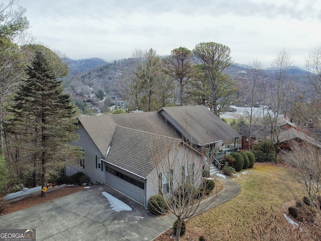 aerial view featuring a mountain view