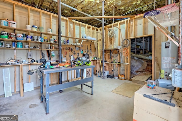 storage area featuring gas water heater