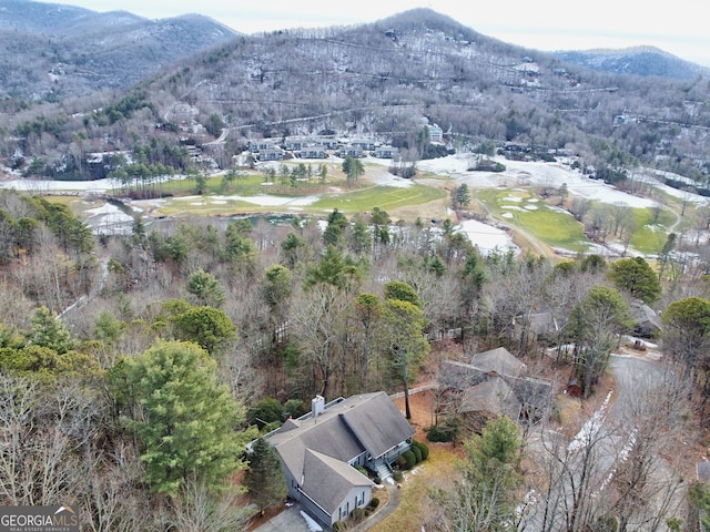 bird's eye view featuring a mountain view