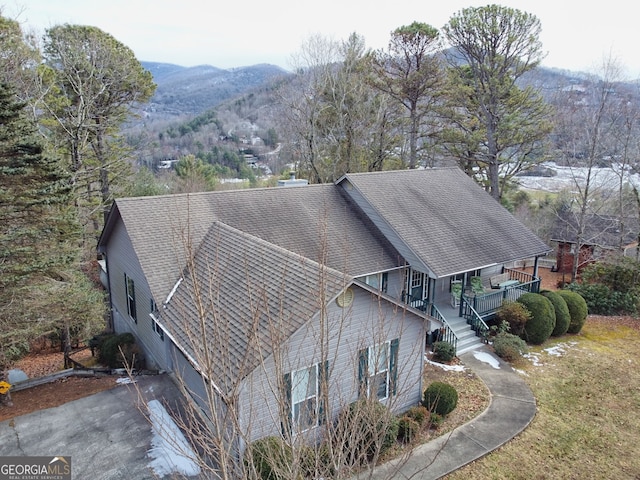 aerial view featuring a mountain view