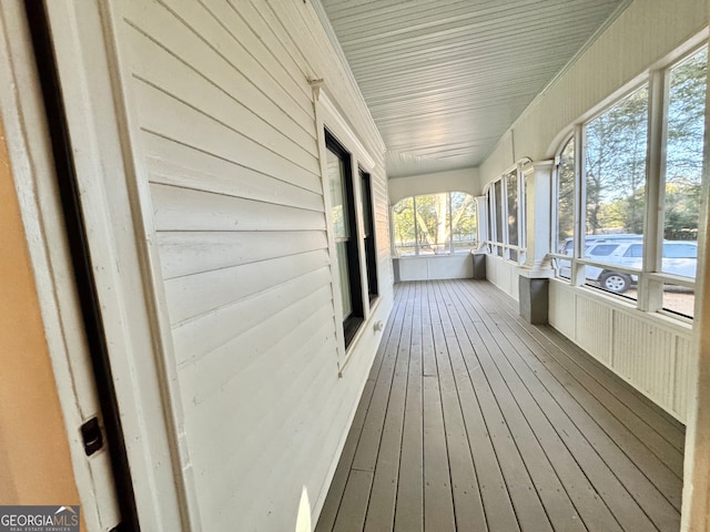 view of unfurnished sunroom