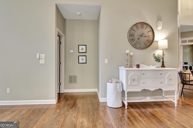 interior space with light hardwood / wood-style flooring