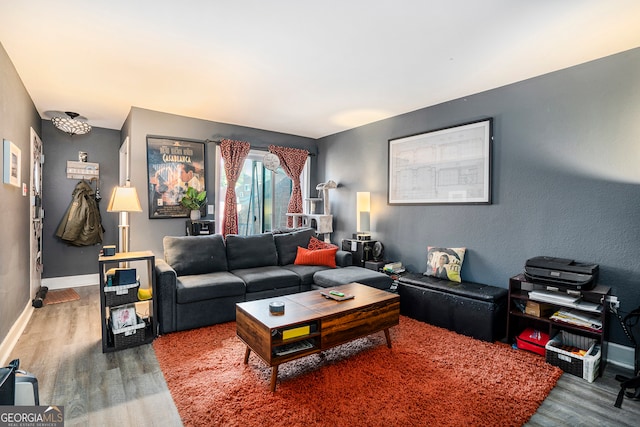 living room featuring wood-type flooring