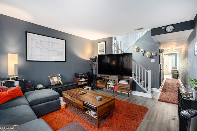 living room featuring hardwood / wood-style flooring