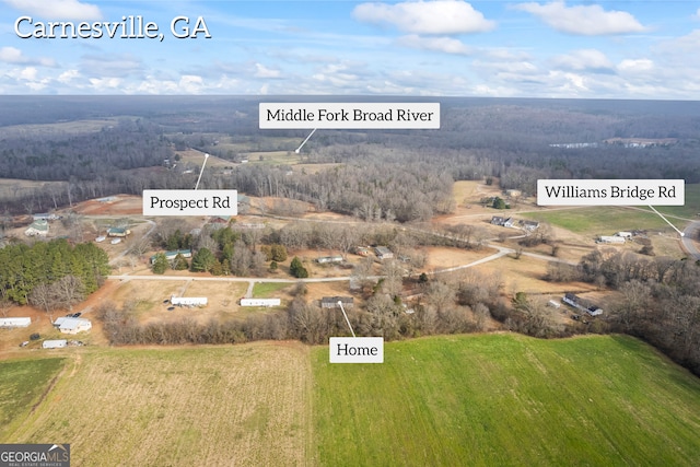 aerial view with a rural view