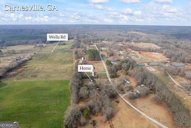 bird's eye view with a rural view