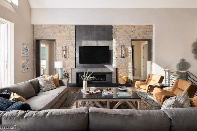 living room with hardwood / wood-style flooring and plenty of natural light