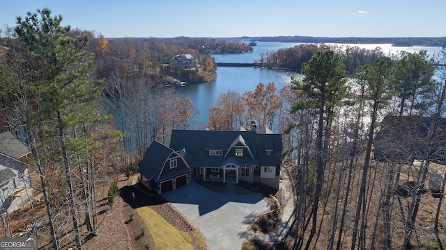 bird's eye view featuring a water view