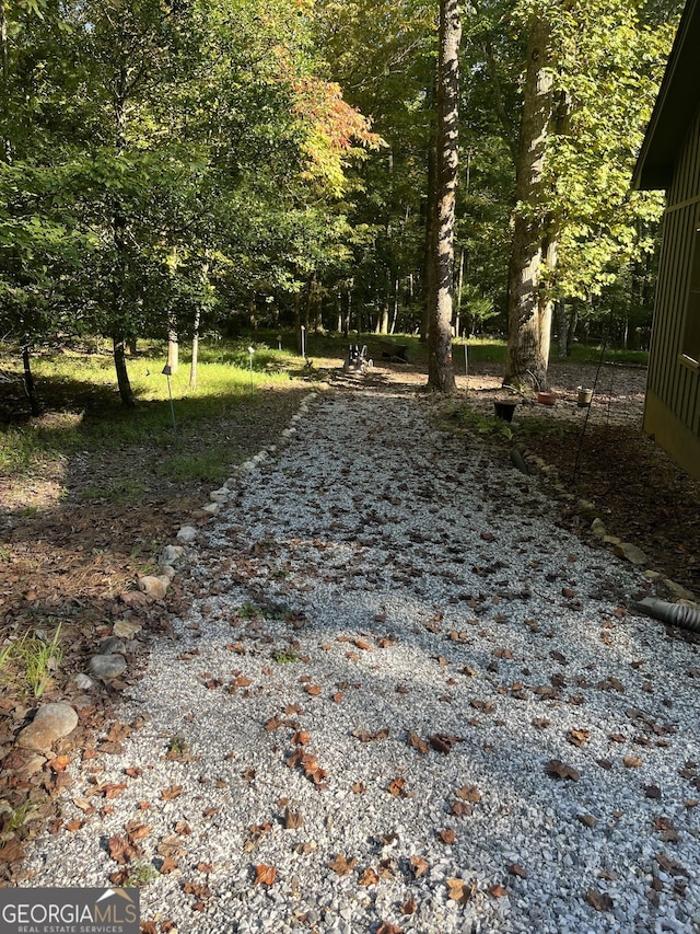 view of yard with gravel driveway