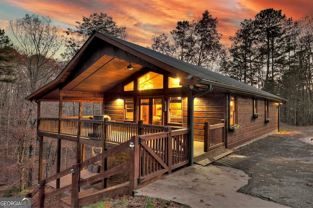 view of property exterior at dusk