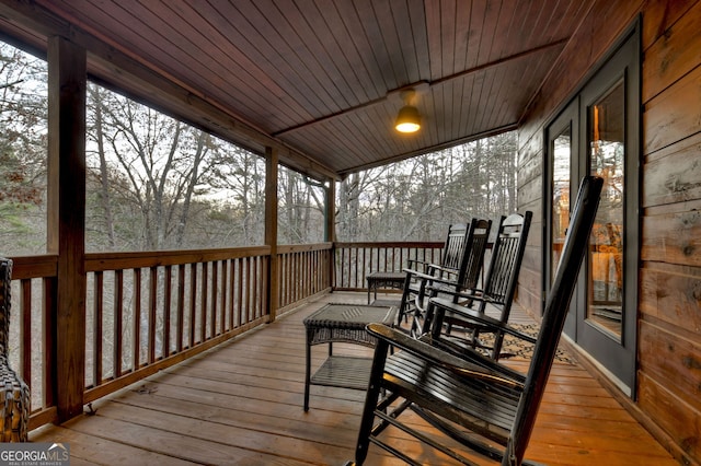 deck with a porch