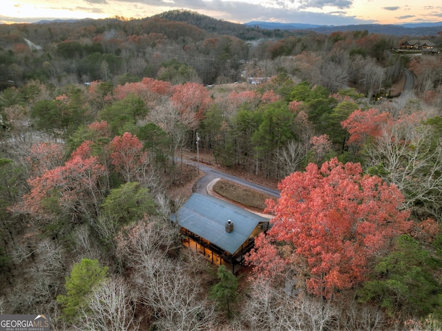 view of aerial view at dusk