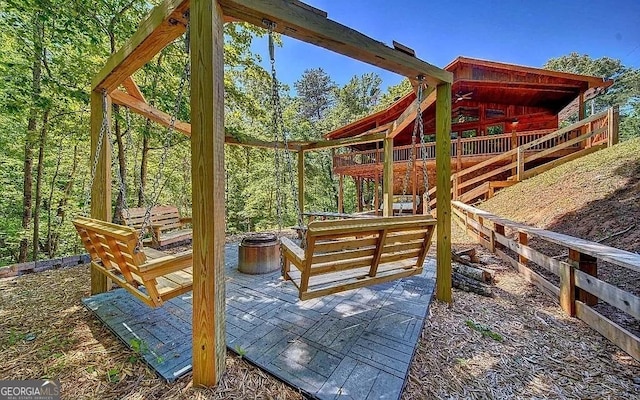 exterior space featuring a fire pit