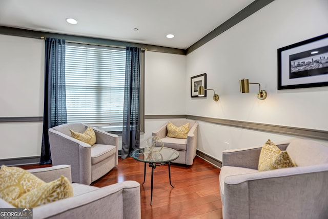 living room with wood-type flooring