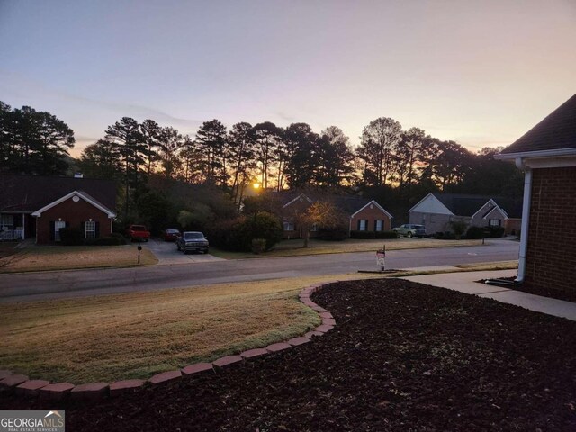 view of yard at dusk