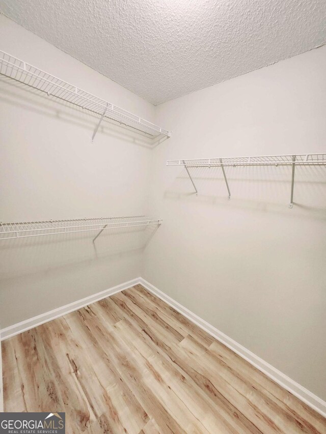 walk in closet with hardwood / wood-style floors