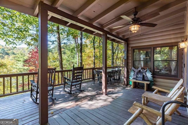 deck featuring ceiling fan