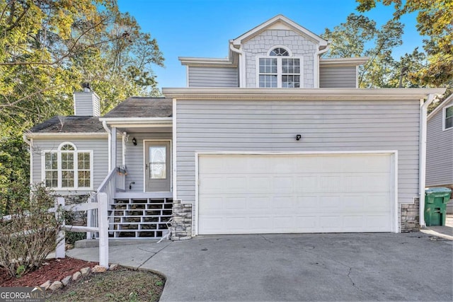 view of front facade with a garage