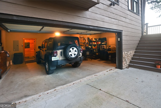 garage with electric panel