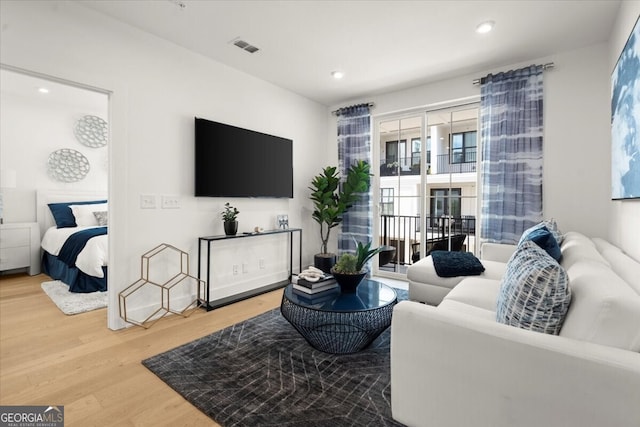 living room with wood-type flooring