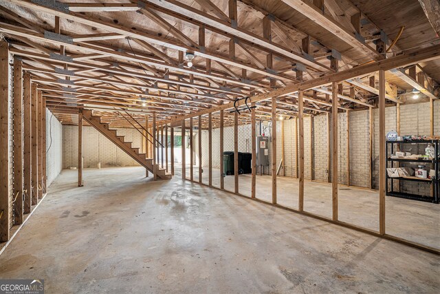 basement with water heater