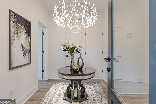 foyer entrance with hardwood / wood-style floors