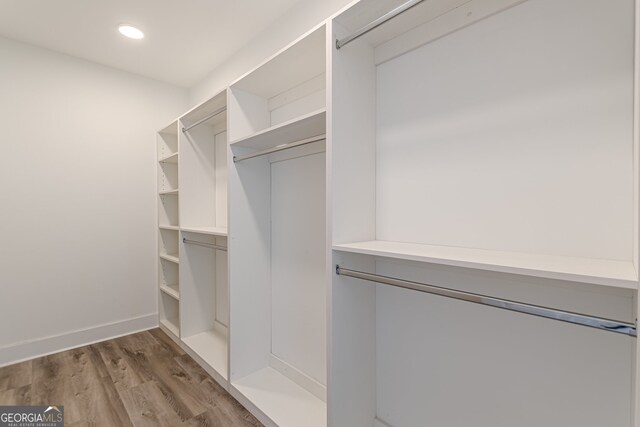 spacious closet featuring dark hardwood / wood-style floors