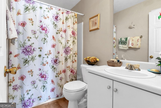 full bathroom with hardwood / wood-style flooring, vanity, toilet, and shower / tub combo