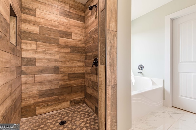 bathroom with independent shower and bath