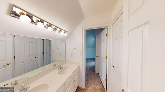 15 Greenridge Way, Newnan, GA 30265 - full bath featuring a sink, double vanity, and lofted ceiling
