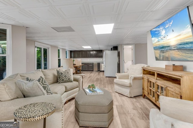 living room with light wood-type flooring