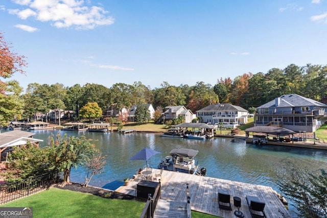 dock area featuring a water view