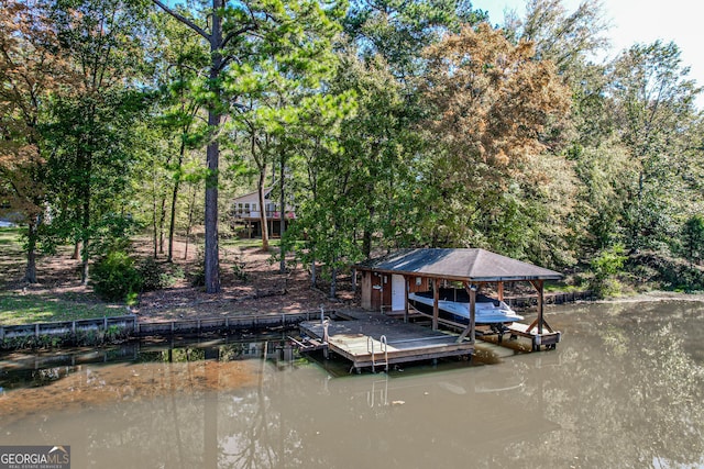 dock area featuring a water view