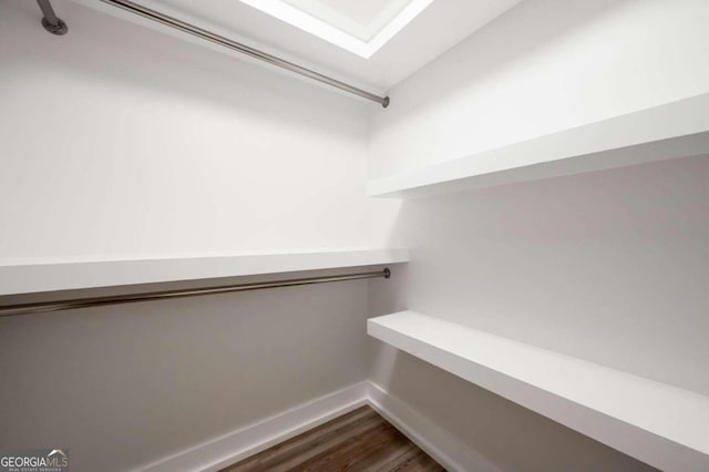 spacious closet featuring dark wood finished floors