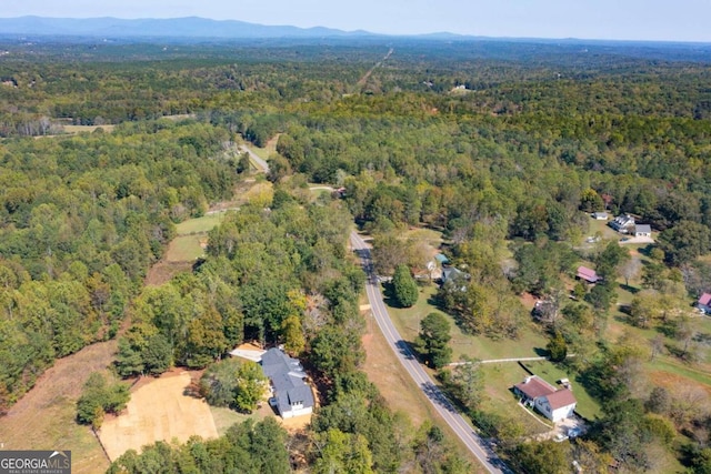 birds eye view of property with a mountain view