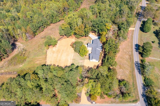 aerial view with a forest view