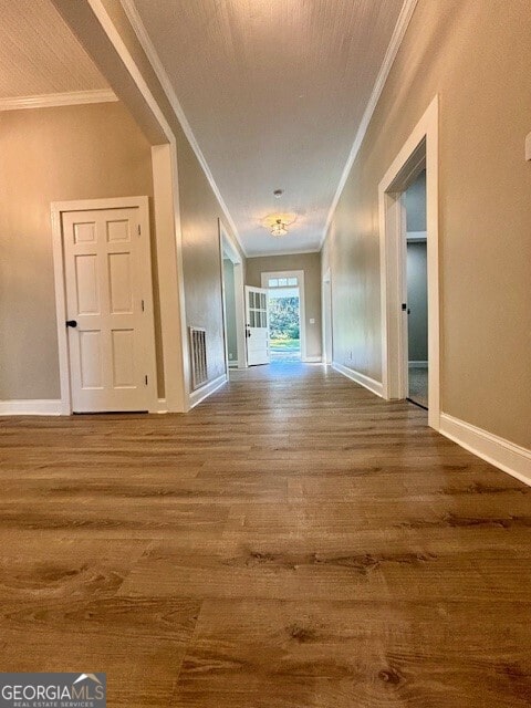 17843 Main St, Woodbury, GA 30293 - corridor featuring ornamental molding and hardwood / wood-style flooring
