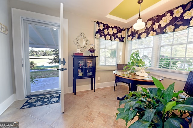 entrance foyer with tile patterned floors