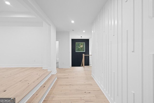 hall featuring light hardwood / wood-style floors