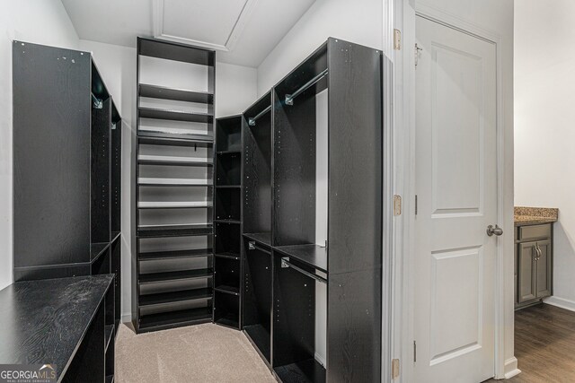 walk in closet featuring light wood-type flooring