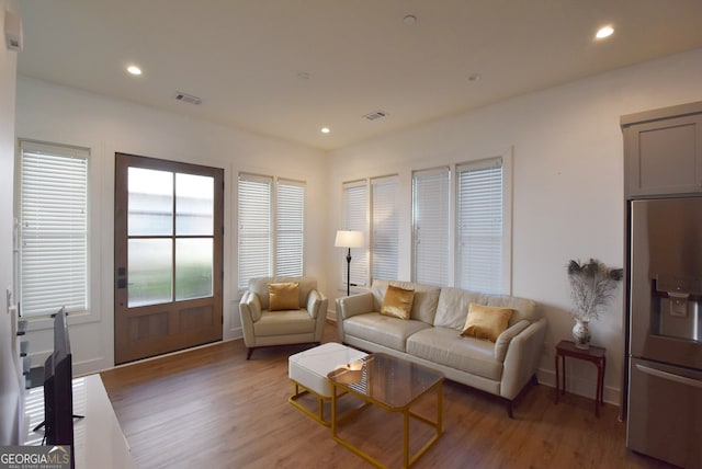 living room with hardwood / wood-style floors