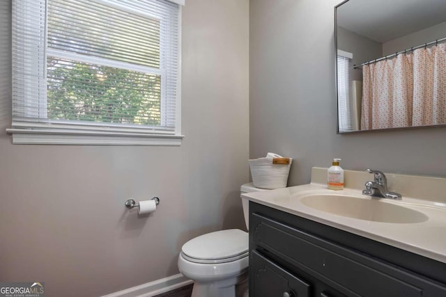 bathroom with toilet and vanity