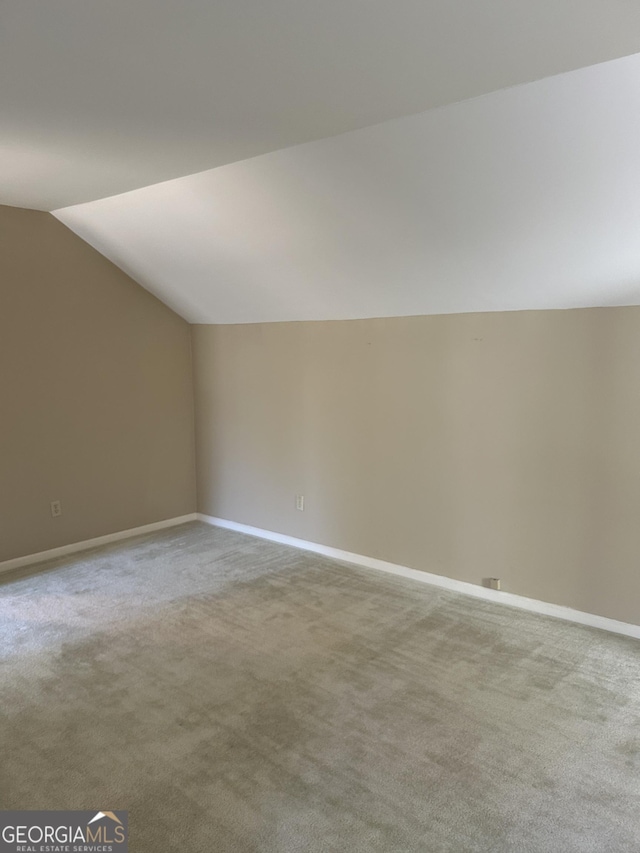 additional living space with light carpet and lofted ceiling