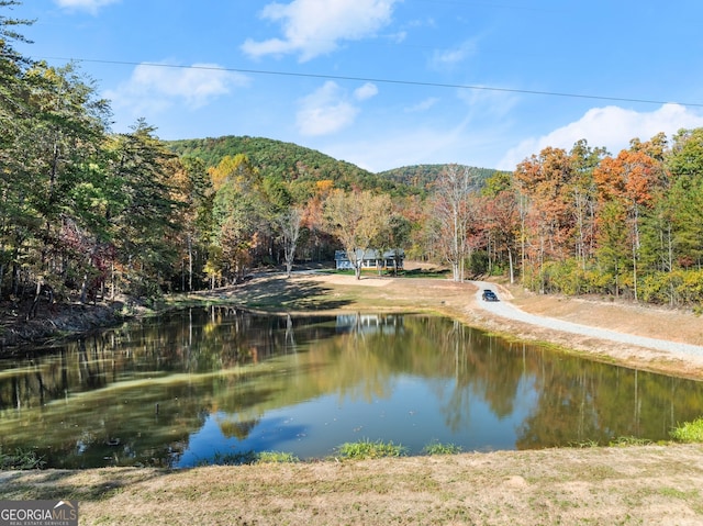 view of water feature with a mountain view