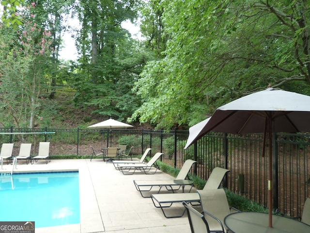 view of swimming pool featuring a patio