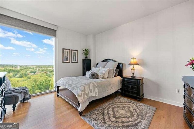 bedroom with hardwood / wood-style floors