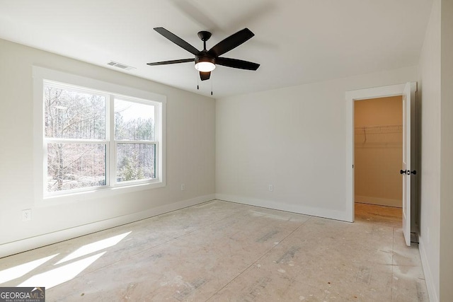 spare room featuring ceiling fan